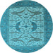 Round Oriental Light Blue Industrial Rug, urb1651lblu