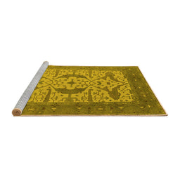 Sideview of Machine Washable Oriental Yellow Industrial Rug, wshurb1651yw