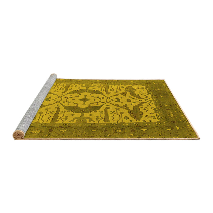 Sideview of Machine Washable Oriental Yellow Industrial Rug, wshurb1651yw