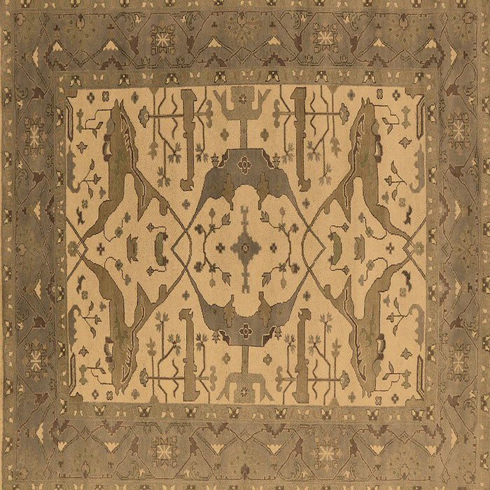 Square Oriental Brown Industrial Rug, urb1651brn