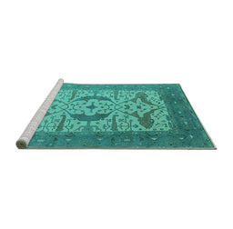 Sideview of Machine Washable Oriental Turquoise Industrial Area Rugs, wshurb1651turq
