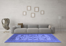 Machine Washable Oriental Blue Industrial Rug in a Living Room, wshurb1651blu