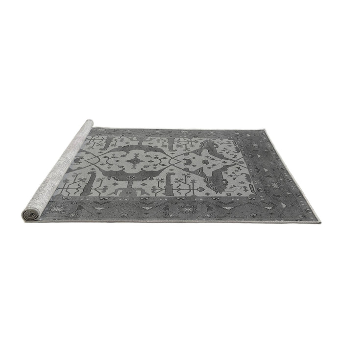Sideview of Machine Washable Oriental Gray Industrial Rug, wshurb1651gry