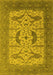 Machine Washable Oriental Yellow Industrial Rug, wshurb1651yw