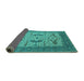 Sideview of Oriental Turquoise Industrial Rug, urb1651turq