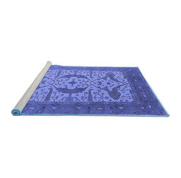 Sideview of Machine Washable Oriental Blue Industrial Rug, wshurb1651blu