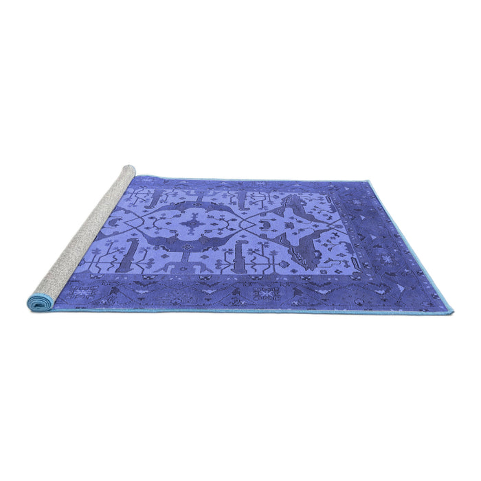 Sideview of Machine Washable Oriental Blue Industrial Rug, wshurb1651blu