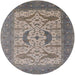 Round Mid-Century Modern Sandstone Brown Oriental Rug, urb1651