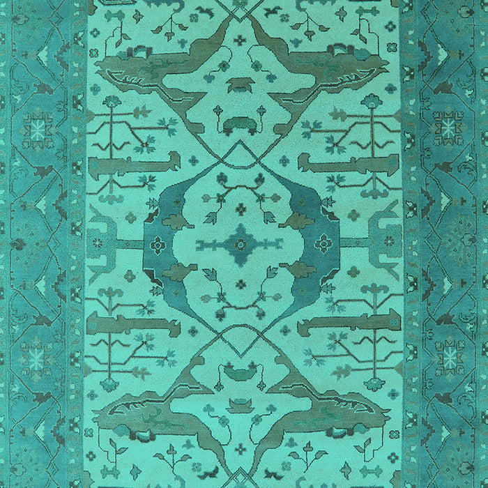 Machine Washable Oriental Turquoise Industrial Area Rugs, wshurb1651turq