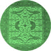 Round Oriental Emerald Green Industrial Rug, urb1651emgrn