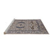 Sideview of Machine Washable Industrial Modern Khaki Rose Pink Rug, wshurb1652