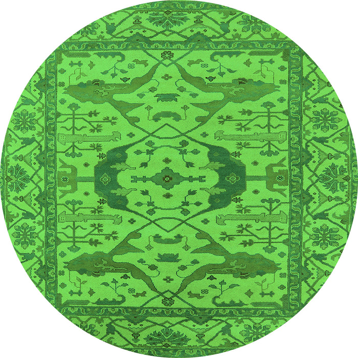 Round Oriental Green Industrial Rug, urb1652grn