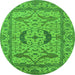 Round Oriental Green Industrial Rug, urb1652grn