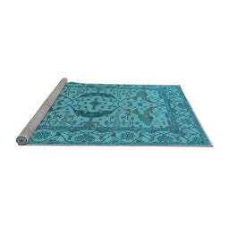 Sideview of Machine Washable Oriental Light Blue Industrial Rug, wshurb1652lblu