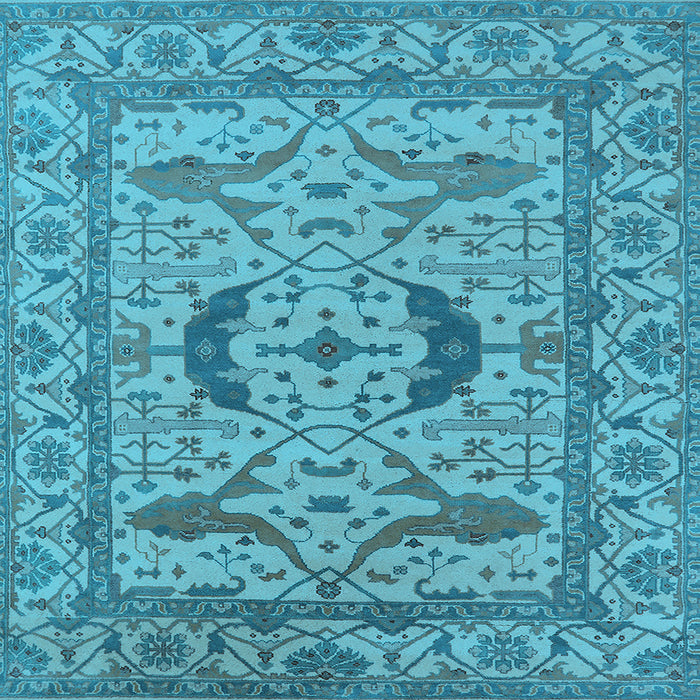 Square Machine Washable Oriental Light Blue Industrial Rug, wshurb1652lblu