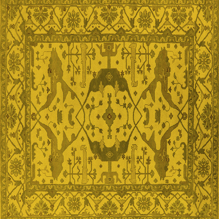 Square Machine Washable Oriental Yellow Industrial Rug, wshurb1652yw