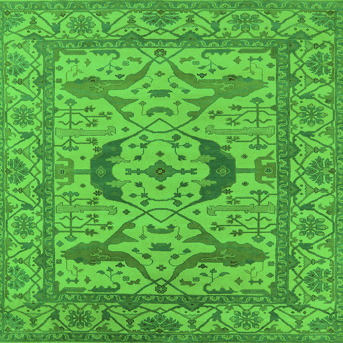 Square Oriental Green Industrial Rug, urb1652grn