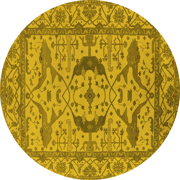 Round Oriental Yellow Industrial Rug, urb1652yw