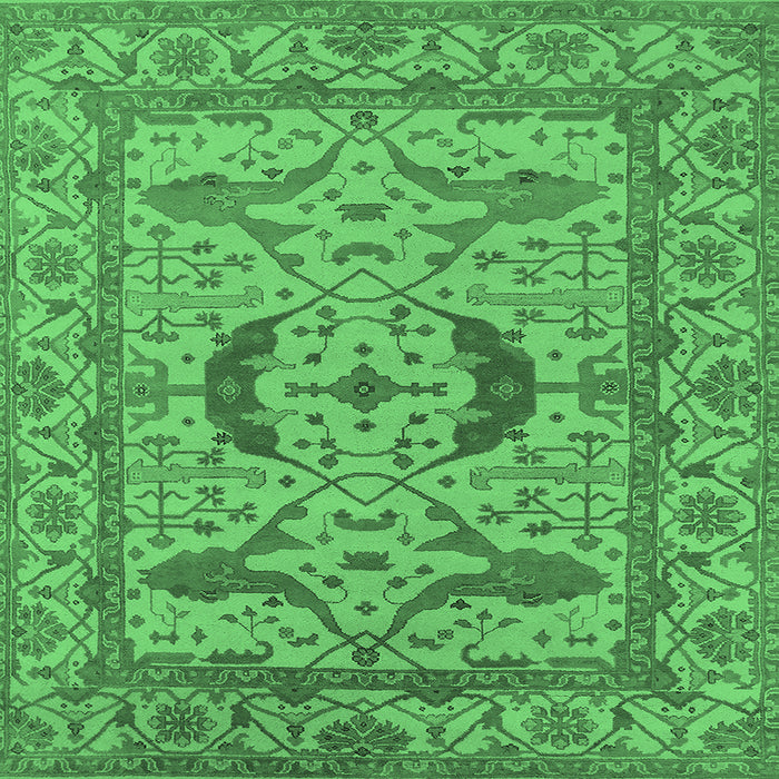 Square Machine Washable Oriental Emerald Green Industrial Area Rugs, wshurb1652emgrn