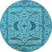 Round Oriental Light Blue Industrial Rug, urb1652lblu