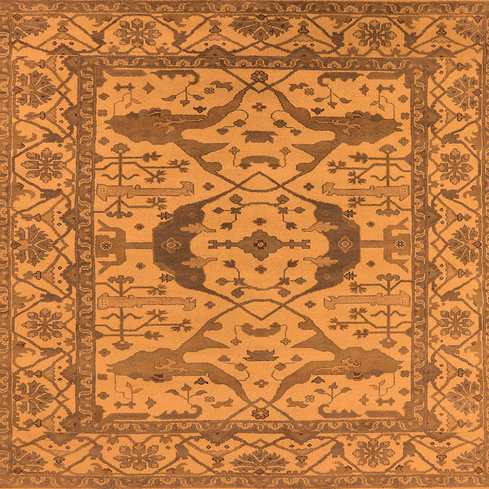 Square Machine Washable Oriental Orange Industrial Area Rugs, wshurb1652org