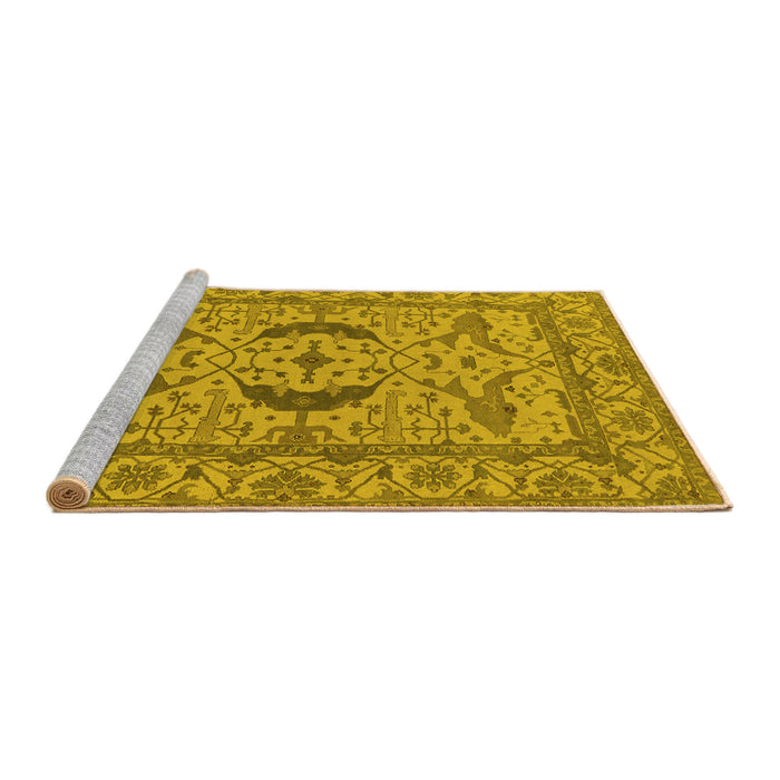 Sideview of Machine Washable Oriental Yellow Industrial Rug, wshurb1652yw