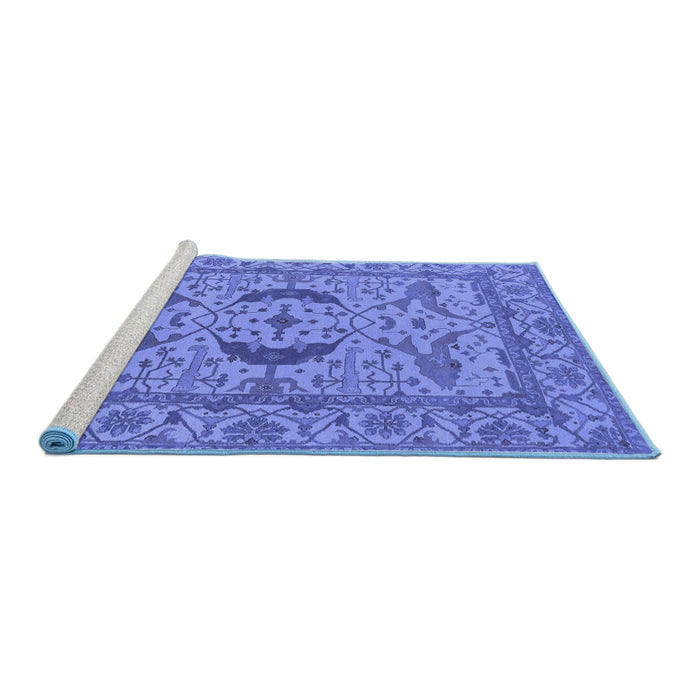 Sideview of Machine Washable Oriental Blue Industrial Rug, wshurb1652blu