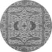 Round Oriental Gray Industrial Rug, urb1652gry