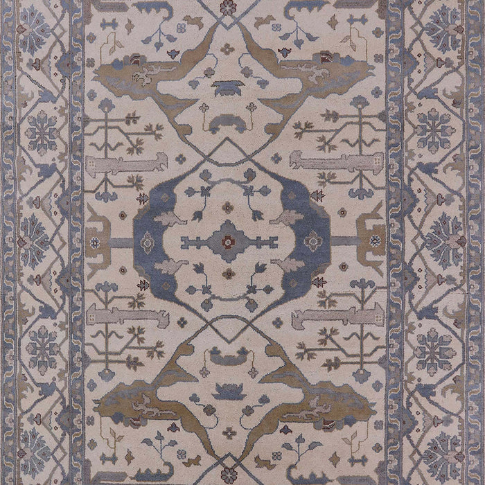 Mid-Century Modern Khaki Rose Pink Oriental Rug, urb1652