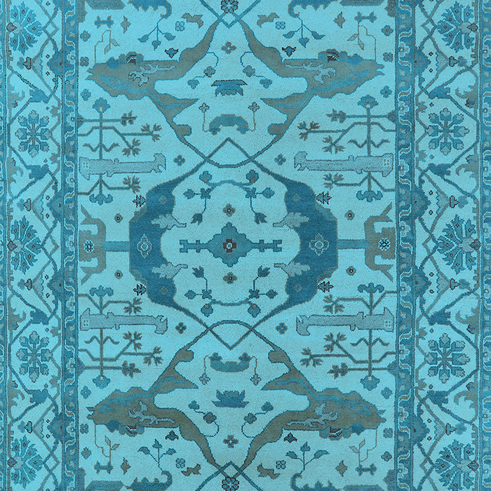 Machine Washable Oriental Light Blue Industrial Rug, wshurb1652lblu