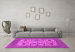 Machine Washable Oriental Pink Industrial Rug in a Living Room, wshurb1653pnk