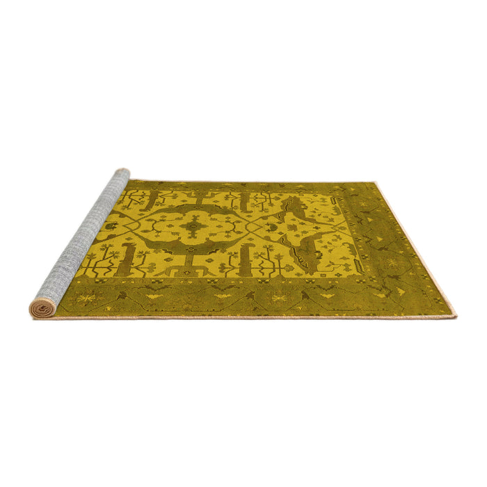 Sideview of Machine Washable Oriental Yellow Industrial Rug, wshurb1653yw
