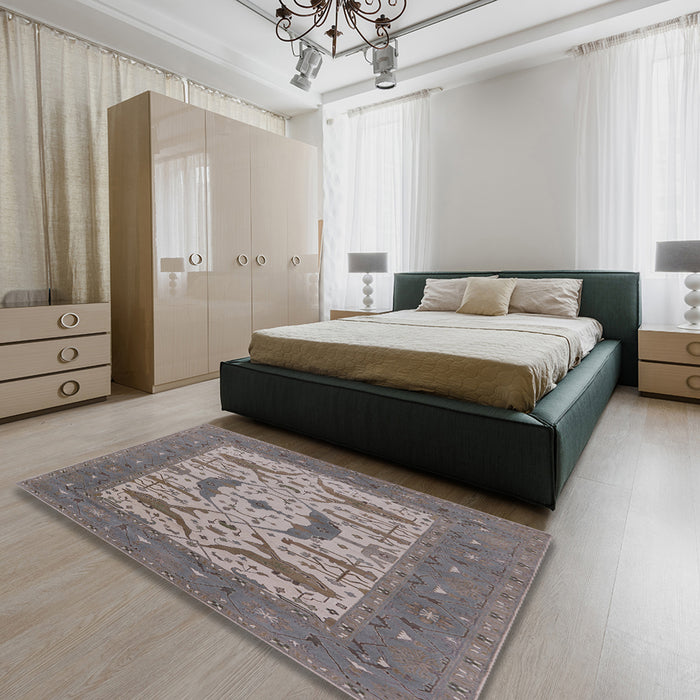 Machine Washable Industrial Modern Puce Purple Rug in a Bedroom, wshurb1653