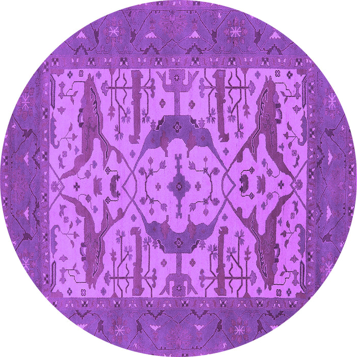 Round Machine Washable Oriental Purple Industrial Area Rugs, wshurb1653pur