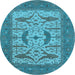 Round Oriental Light Blue Industrial Rug, urb1653lblu