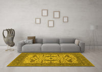 Machine Washable Oriental Yellow Industrial Rug, wshurb1653yw