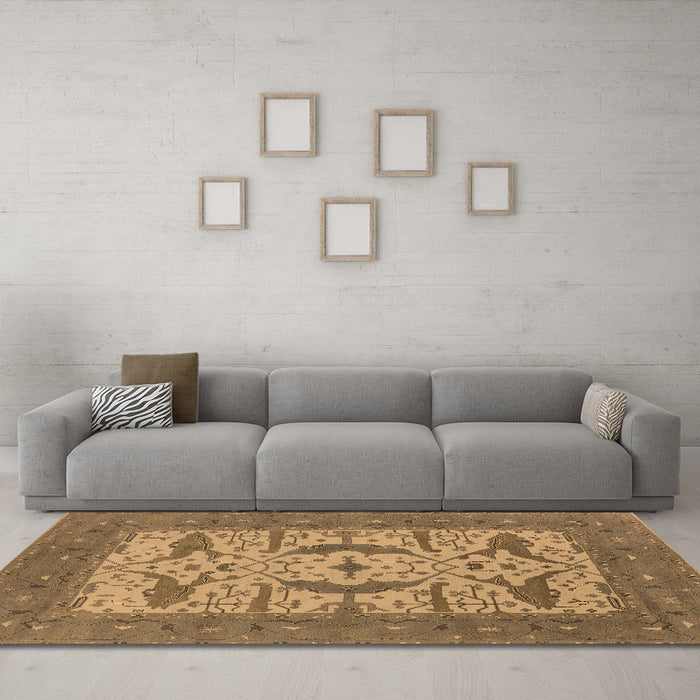 Machine Washable Oriental Brown Industrial Rug in a Living Room,, wshurb1653brn