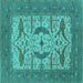 Square Oriental Turquoise Industrial Rug, urb1653turq