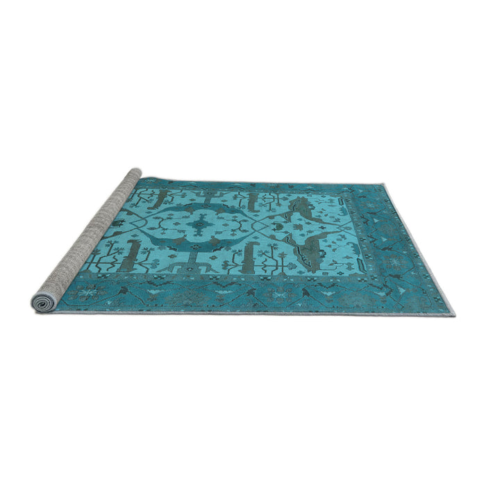 Sideview of Machine Washable Oriental Light Blue Industrial Rug, wshurb1653lblu
