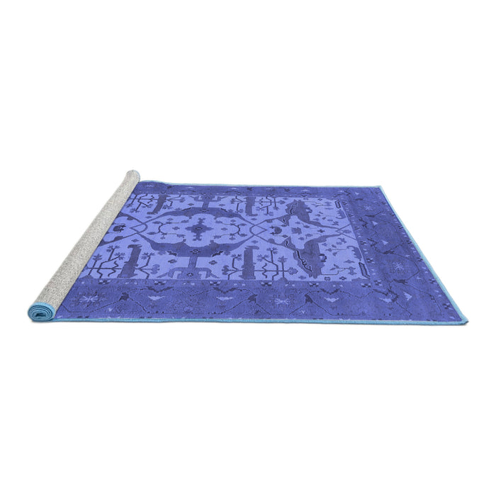 Sideview of Machine Washable Oriental Blue Industrial Rug, wshurb1653blu