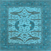 Square Machine Washable Oriental Light Blue Industrial Rug, wshurb1653lblu