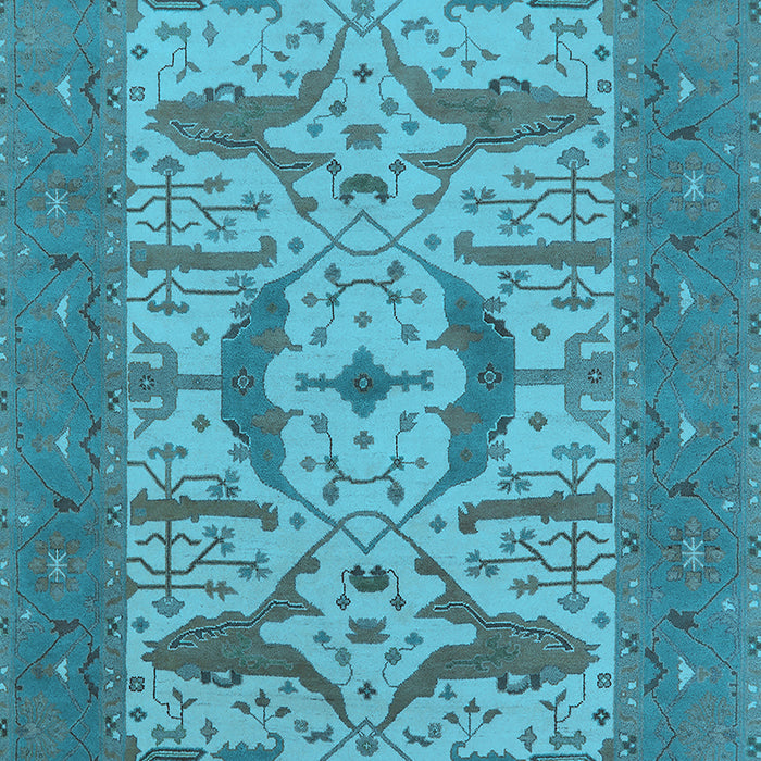 Machine Washable Oriental Light Blue Industrial Rug, wshurb1653lblu