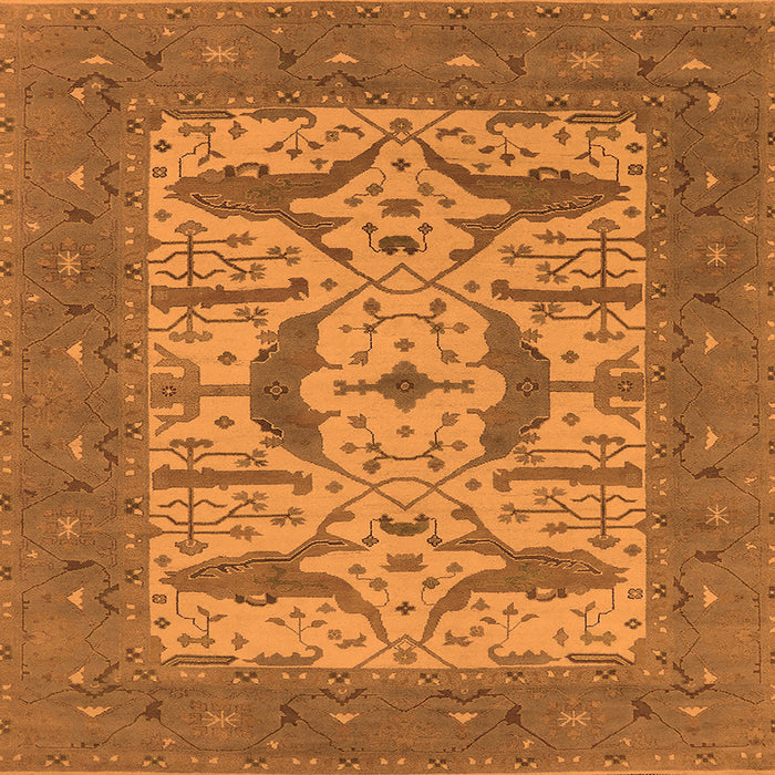 Square Machine Washable Oriental Orange Industrial Area Rugs, wshurb1653org