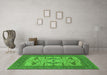 Machine Washable Oriental Green Industrial Area Rugs in a Living Room,, wshurb1653grn