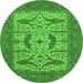 Round Oriental Green Industrial Rug, urb1653grn