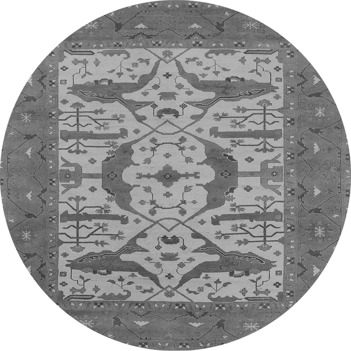 Round Oriental Gray Industrial Rug, urb1653gry