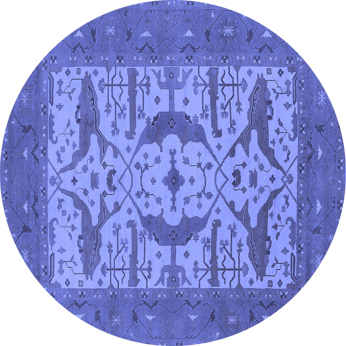 Round Oriental Blue Industrial Rug, urb1653blu