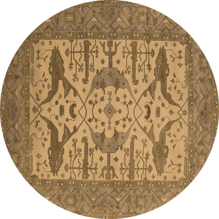 Round Machine Washable Oriental Brown Industrial Rug, wshurb1654brn