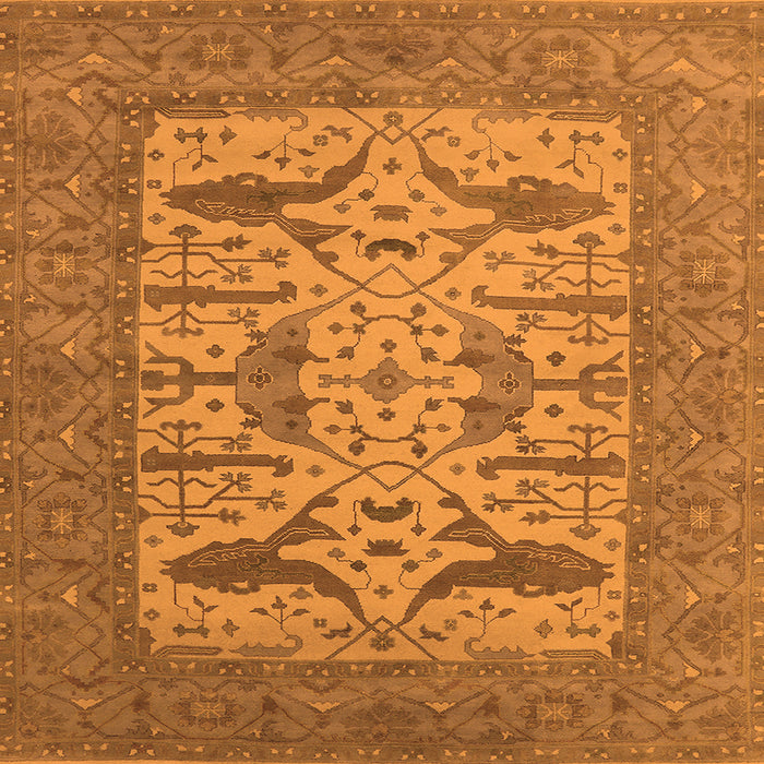 Square Machine Washable Oriental Orange Industrial Area Rugs, wshurb1654org