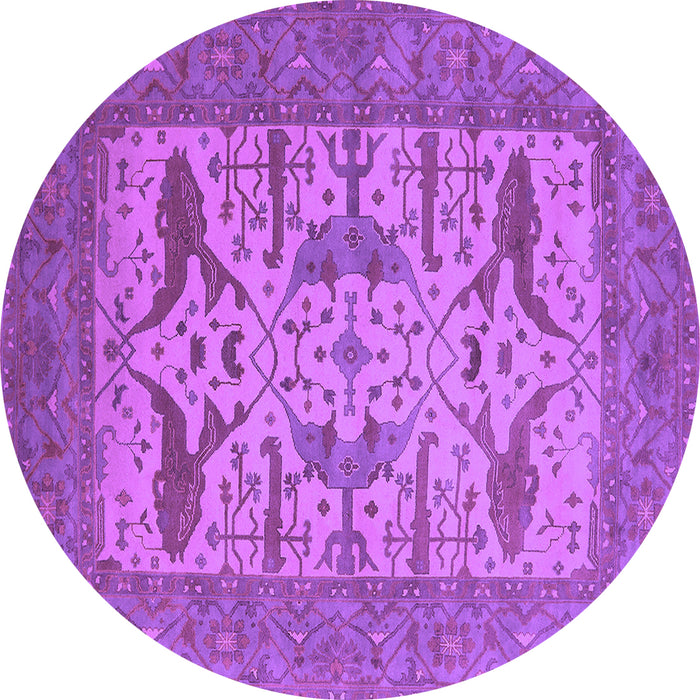 Round Machine Washable Oriental Purple Industrial Area Rugs, wshurb1654pur